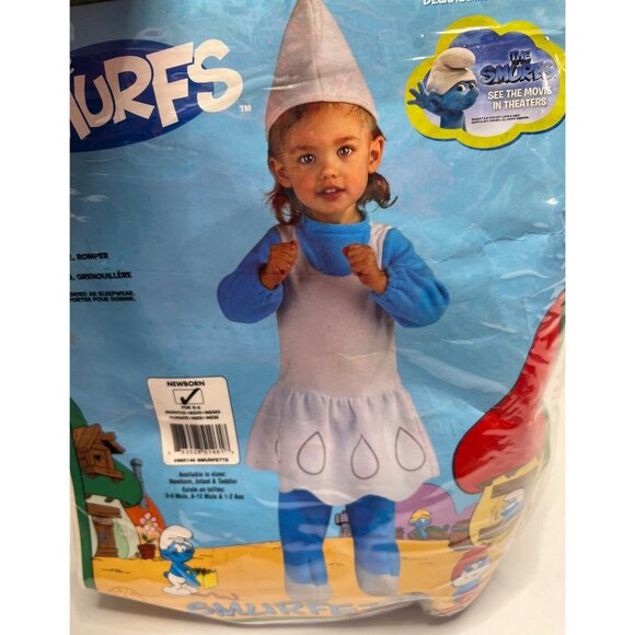 Smurfs Baby Costume Smurfette Size Girl Newborn 0-6 Months - Picture 2 of 6